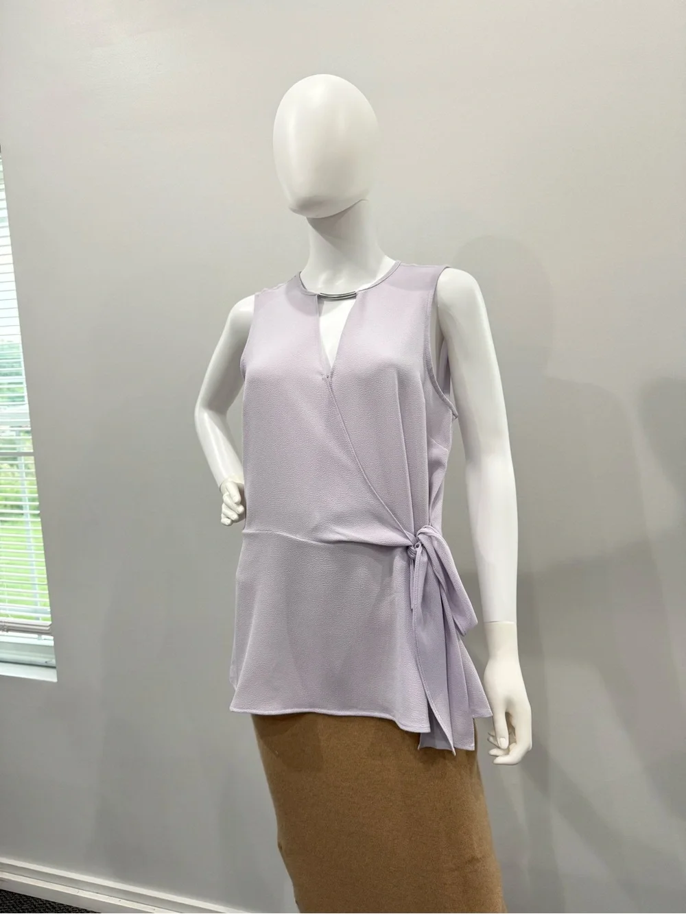 Michael Kors Sleeveless Lavender Tie-Side Wrap Camisole